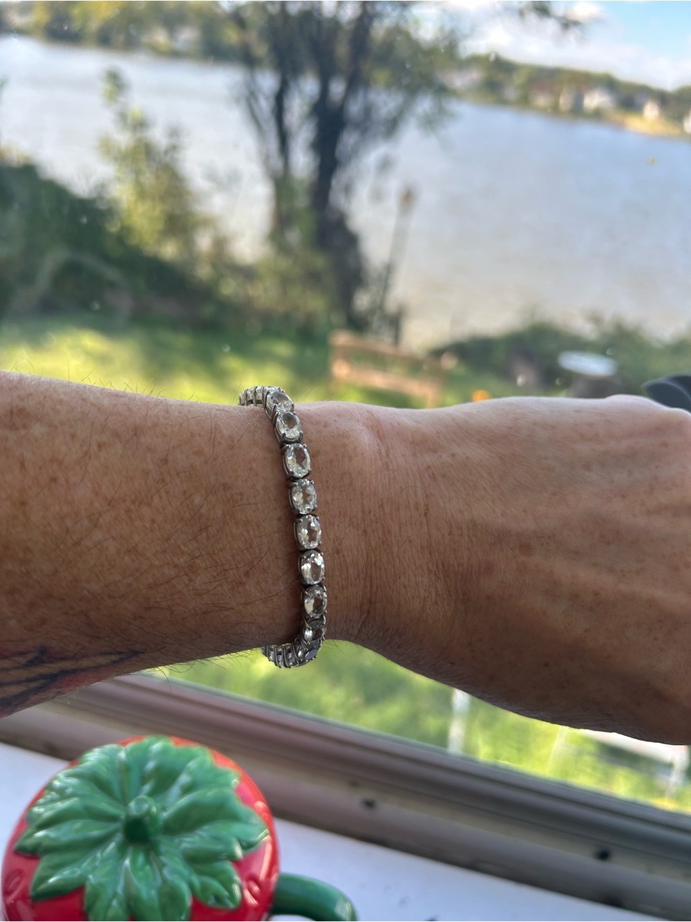 Classic Sterling Silver White Quartz Tennis Bracelet - Women's Sparkle
